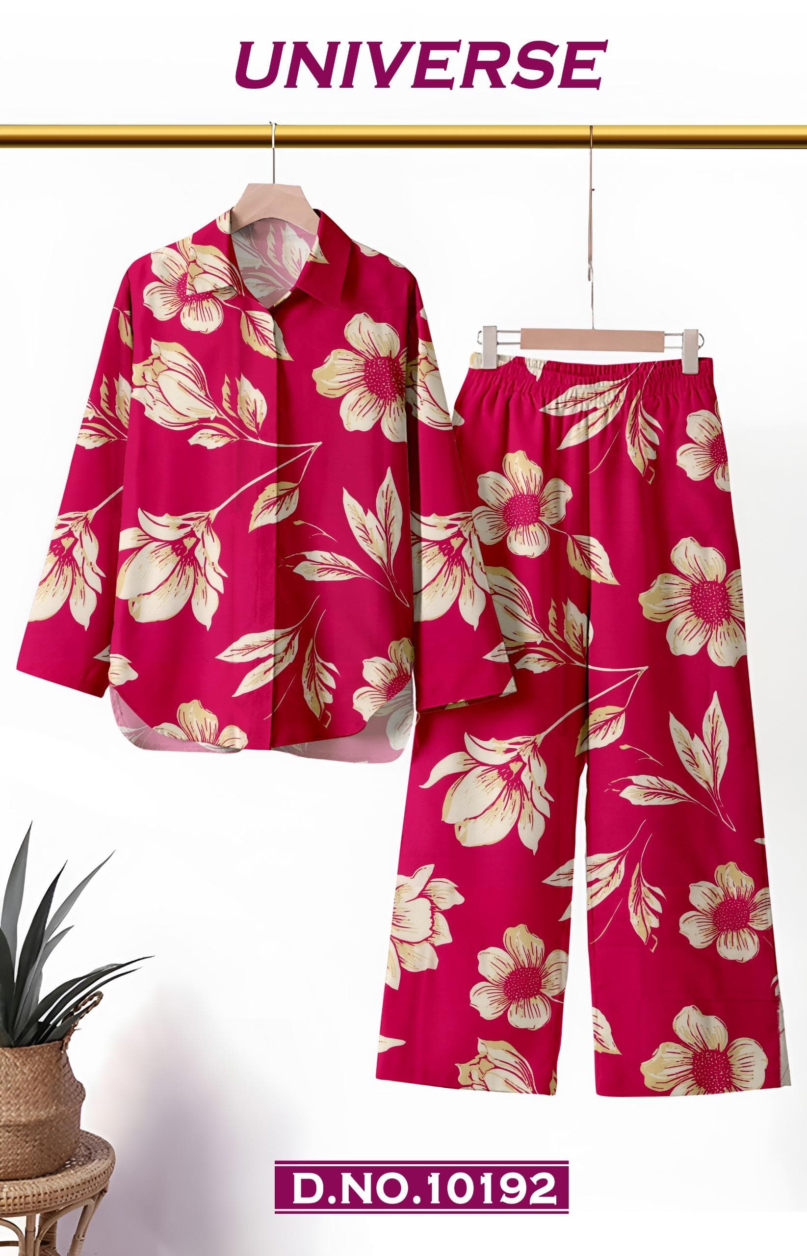 UNIVERSE rani pink blossom printed co-ord set fabric, D.No. 10192, by Vintage Fabric