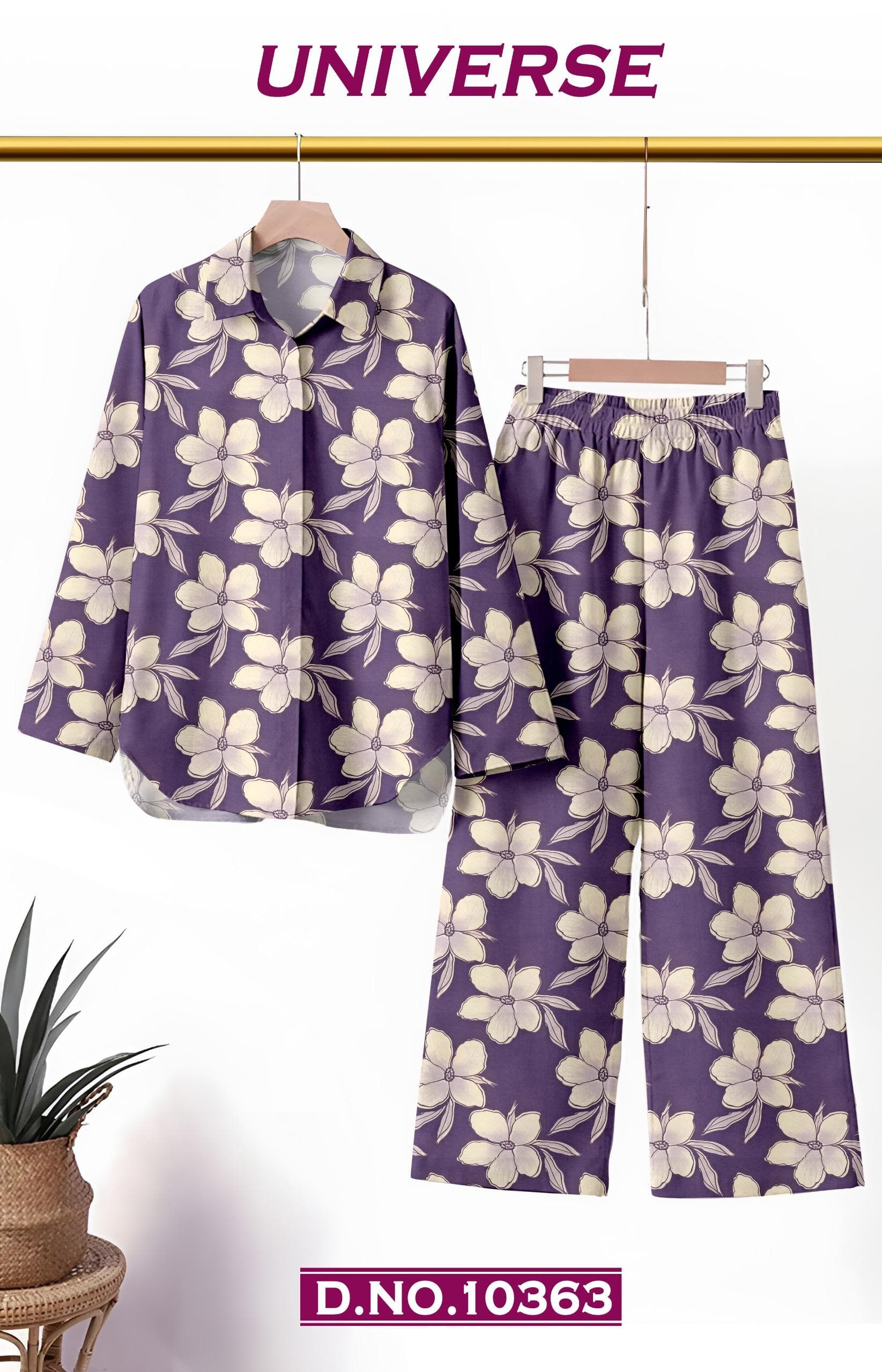 UNIVERSE lavender blossom printed co-ord set fabric, D.No. 10363, by Vintage Fabric